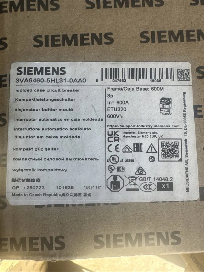 Автоматический выключатель Siemens Molded Case Circuit Breaker 3VA6460-5HL31-0AA
