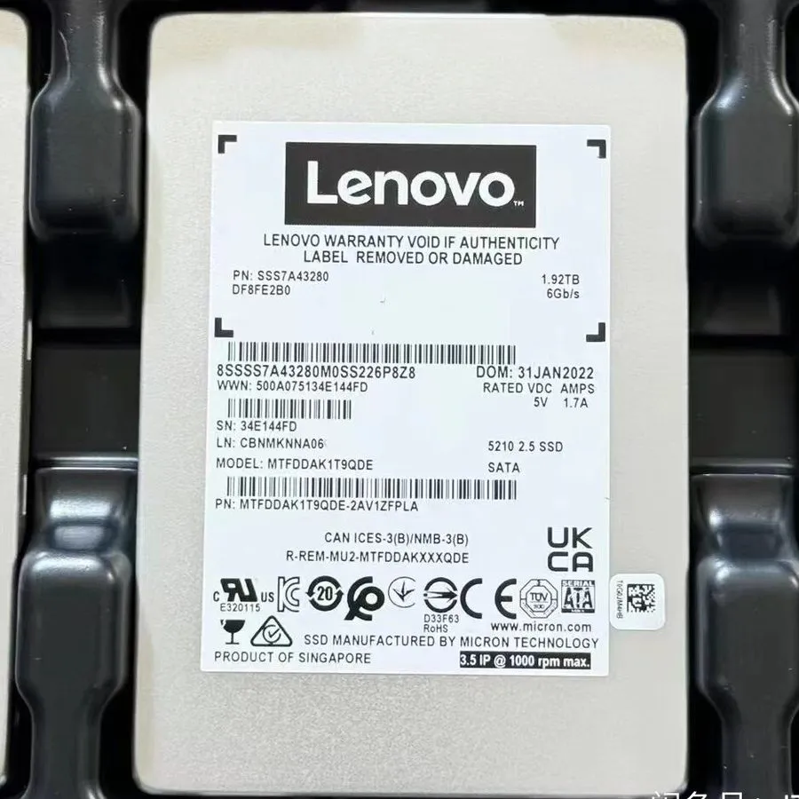 SSD-накопитель Lenovo MICRON 5210 ION 3.84TB SATA 6GB/S 2.5in 3840GB SSD MTFDDAK