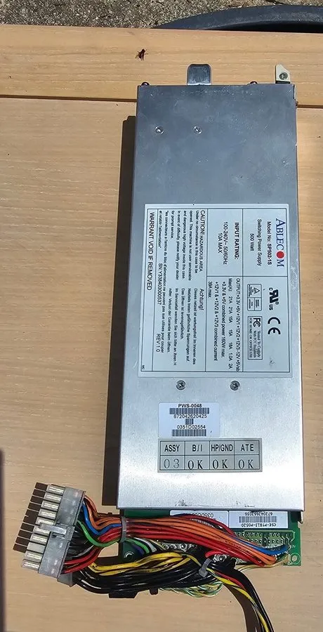 Блок питания SuperMicro Ablecom SP502-1S 500W Switching Power Supply — фото лота 1