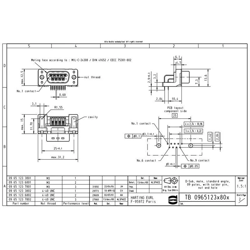Разъём HARTING Male Connector 09651236802