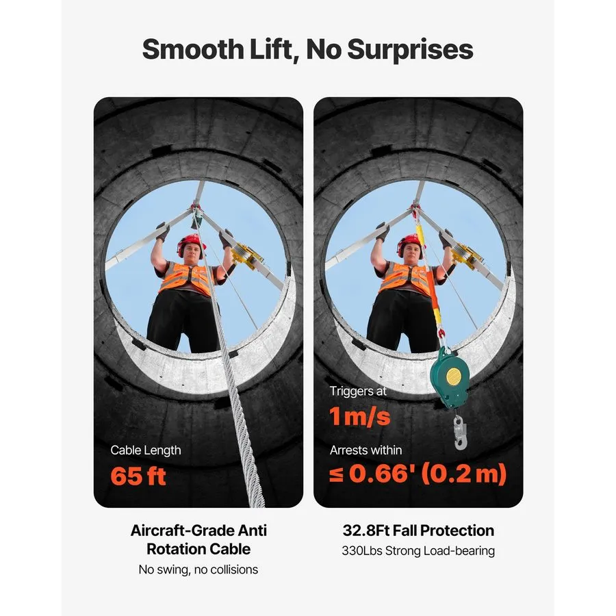 Кабель Uimoso Confined Space Tripod Kit w/Winch, Cable Options 1200lbs/1800lbs/2 — фото лота 2