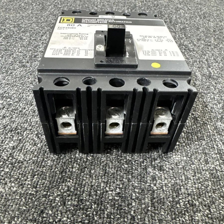 Автоматический выключатель SQUARE D FCP34080 3P 80 AMP 480V CIRCUIT BREAKER — фото лота 1