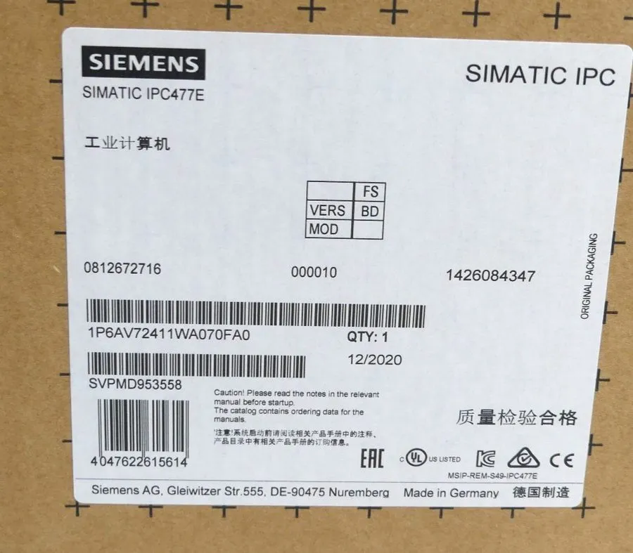 Промышленный компьютер Siemens SIMATIC IPC 477E 15" Multitouch Panel 6AV7241-1WA