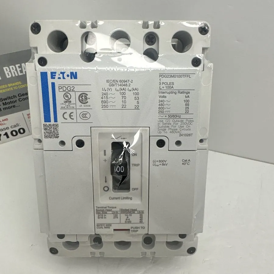 Автоматический выключатель PDG23M0100TFFL EATON 3 POLE 100A 65kA@480v CIRCUIT BR