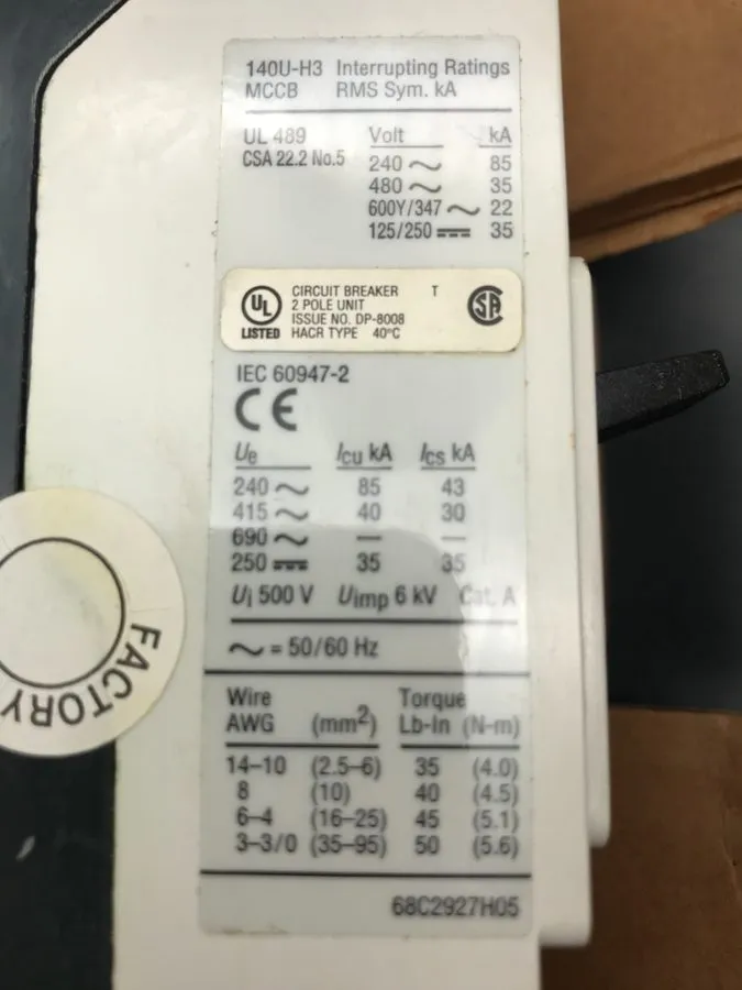 Автоматический выключатель ALLEN BRADLEY 140U-H3C2-C25 CIRCUIT BREAKER (MCCB) 25 — фото лота 1