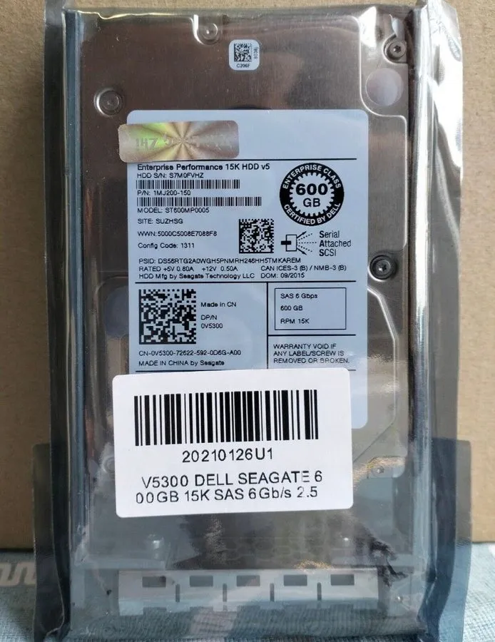 Жёсткий диск DELL 600GB 15K 6G 2.5INCH SAS HDD V5300 WIPED