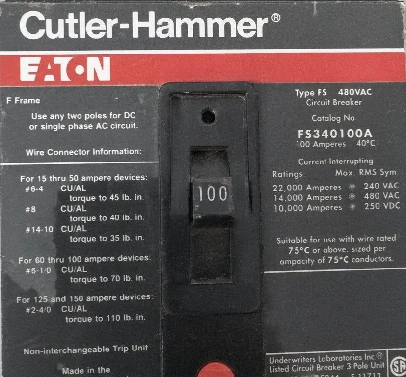 Автоматический выключатель General Electric FS340100A Circuit Breaker 100A 3P 48