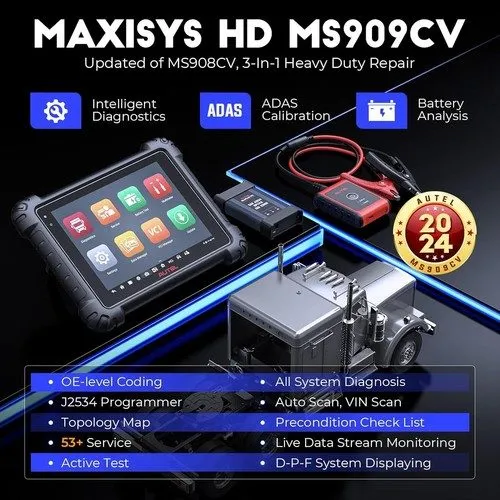 Диагностический сканер Autel Maxisys MS909CV OBD2 Diagnostic Heavy Duty Truck Sc