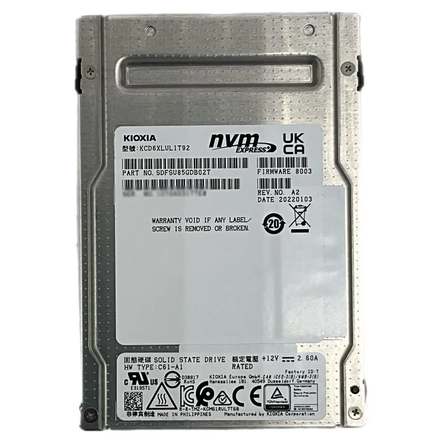 SSD-накопитель KIOXIA CD6 1.92TB 2.5'' NVMe PCIe Gen 4.0 x4 KCD6XLUL1T92 700K IO