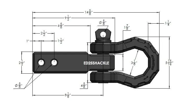 Такелажная скоба BulletProof ED25SHACKLE 2.5" Extreme Duty Receiver Shackle — фото лота 1