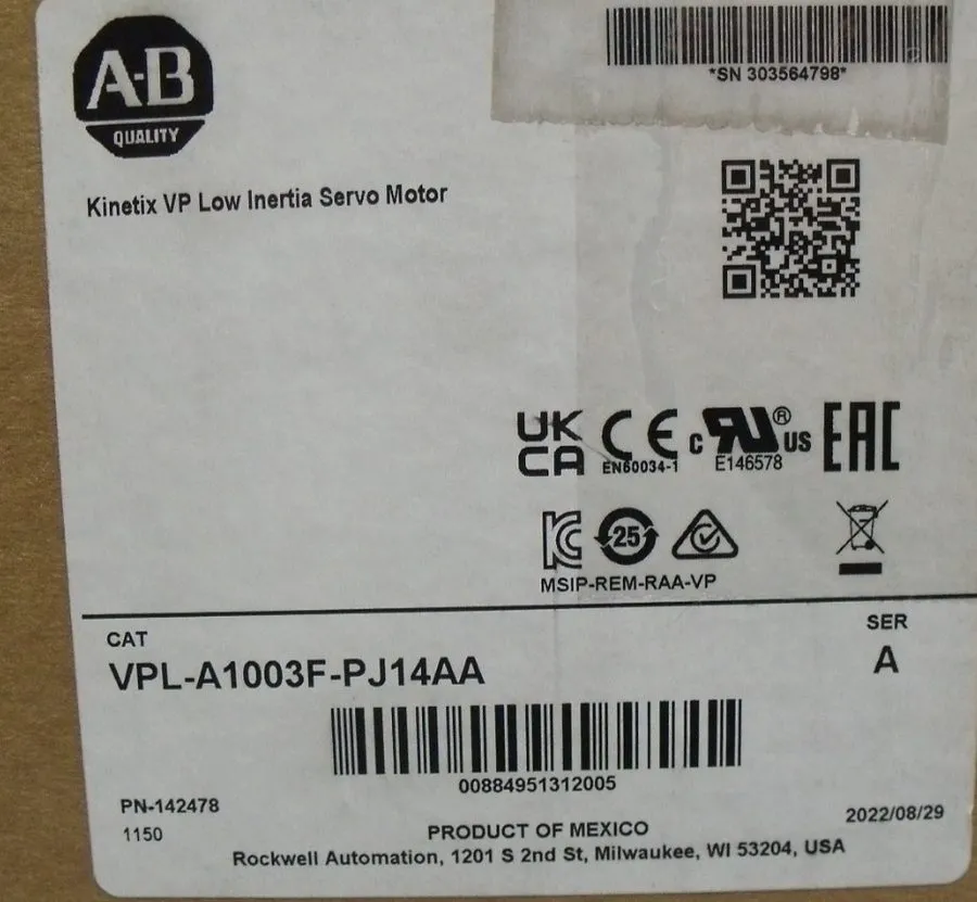 Серводвигатель Allen Bradley VPL-A1003F-PJ14AA Kinetix VP Servo Motor 240V 4500R