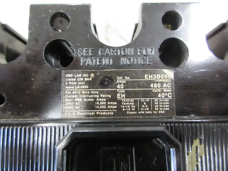 Автоматический выключатель ITE EH3-B040 40A 3-Pole 480V Circuit Breaker Imperial