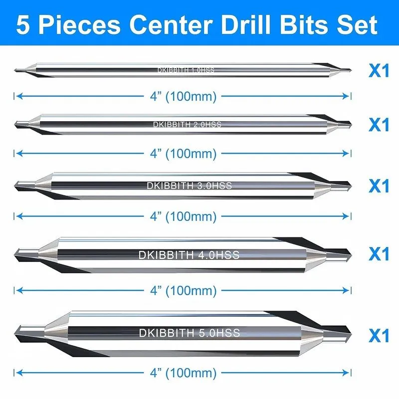 Режущий инструмент Cobalt Center Drill Bits Set, M35 High Speed Steel 60-Degree 