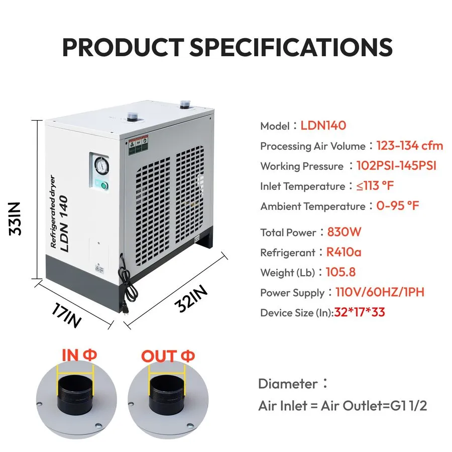 Пневмоклапан Refrigerated Air Dryer 134CFM 110V