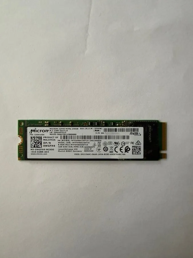SSD-накопитель Micron 2200S 256GB M.2 2280 NVMe PCIe Gen3 x4 SSD MTFDHBA256TCK