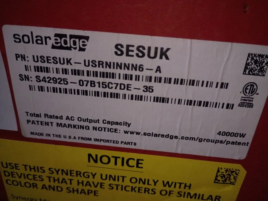 Инвертор SolarEdge Synergy 3-Phase Inverter USESUK-USRNINNN6 — фото лота 1