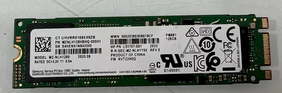 SSD-накопитель HPE MZ-NLH1280 MZNLH128HBHQ L51707-001 SAMSUNG PM881 128GB SATA I