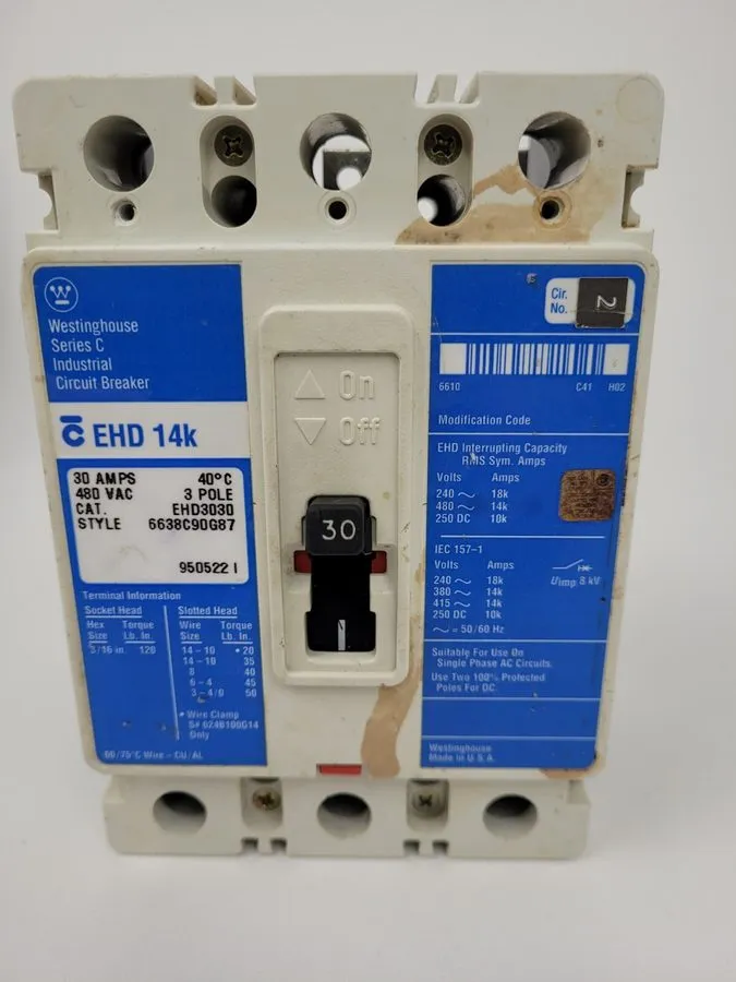 Автоматический выключатель Take Out EATON EHD3030 3 Pole 30 AMP 14kA@480v EHD14k
