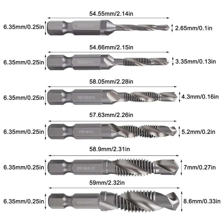 Режущий инструмент M8x1.25 Thread Repair Kit Stainless Steel Inserts, HSS Drill