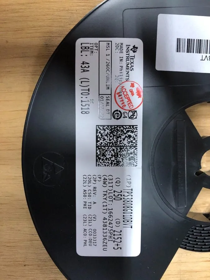 Микросхема Texas Instruments TPS3808G01DBVT Voltage Supervisor IC Reel Approx