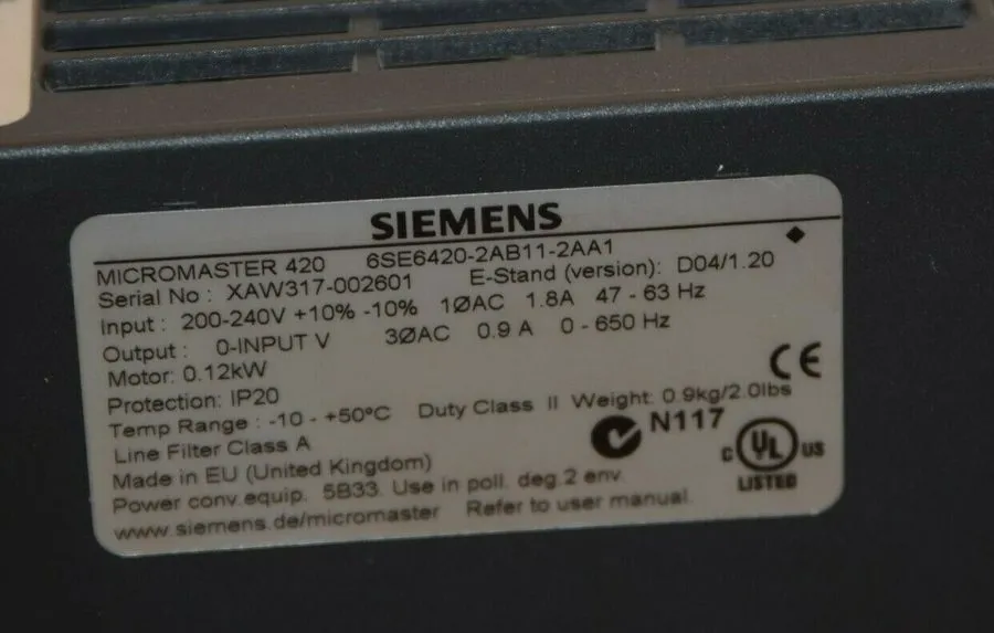 Частотный преобразователь 6SE6420-2AB11-2AA1