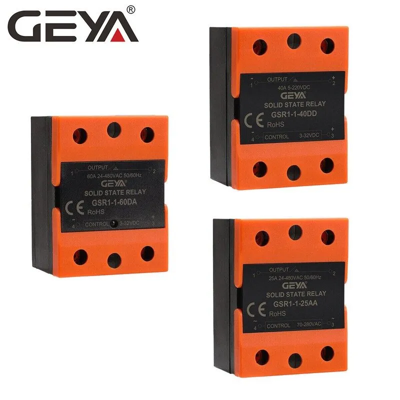 Реле GEYA Single Phase SSR Solid State Relay DC-AC DC-DC AC-AC SSR-10/25/40A GSR
