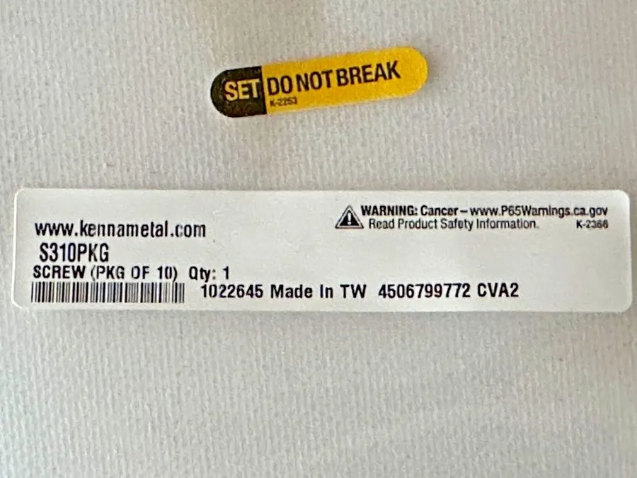 Режущий инструмент Kennametal S-310PKG #6-32 x 1/2 Insert Clamp Screws — фото лота 1