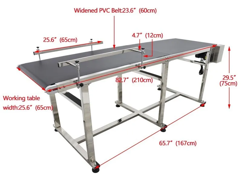 Конвейер PVC Flat Conveyor Belt Systems 82.6" 23.6" Electric Conveyor Machine 0-