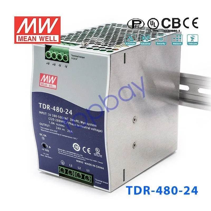 Блок питания Mean Well TDR-480-24 Industrial DIN Rail Power Supply 24VDC 20A 480