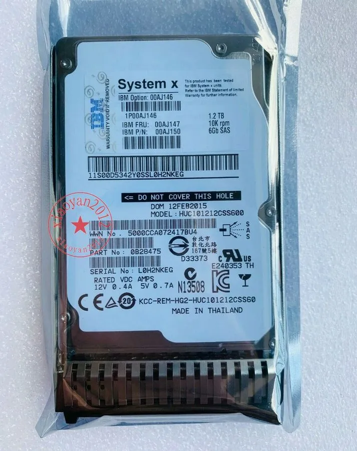Жёсткий диск Lenovo IBM SAS HDD 1.2TB 10k SAS 6G SFF FRU 00AJ147 00AJ146 PN 00AJ