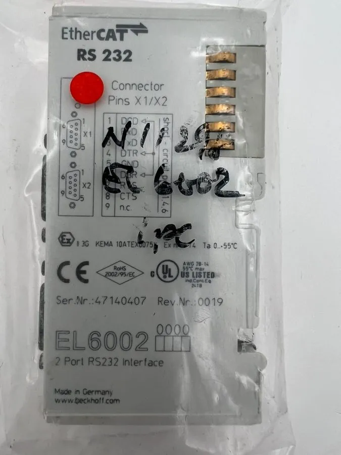 Модуль ввода-вывода BECKHOFF EL6002 2 PORT RS232 INTERFACE
