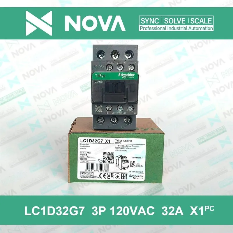 Контактор Schneider LC1D32G7 3P AC Contactor, 32A AC-3, 120V AC Coil, Max 690V — фото лота 1