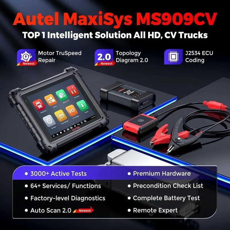 Диагностический сканер Autel Maxisys MS909CV OBD2 Diagnostic Heavy Duty Truck Sc