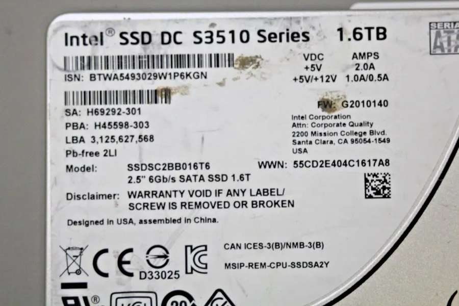 SSD-накопитель Intel DC S3510 Series 1.6TB SSD SATA III Enterprise 2.5" 6Gb/s SS — фото лота 1