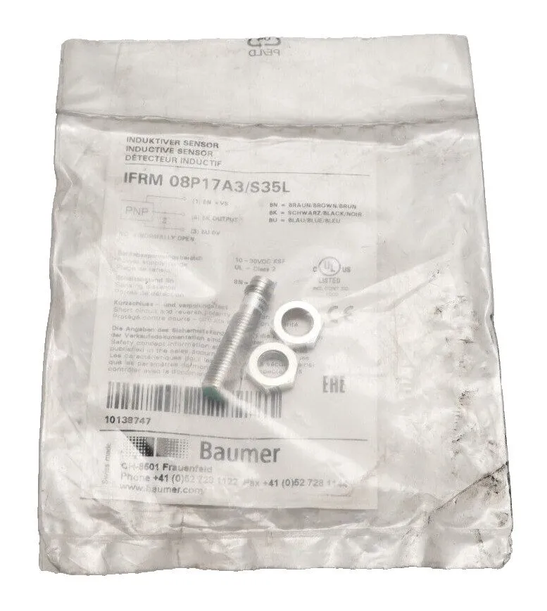 Датчик приближения BAUMER IFRM 08P17A3/S35L PLC INDUCTIVE PROXIMITY SENSOR, M8 2