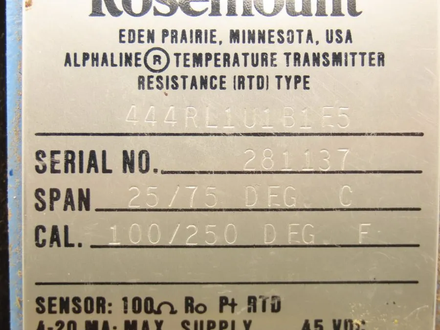 Датчик температуры Rosemount 0444RL1U1B1E5 Temperature Transmitter 45VDC 100-250
