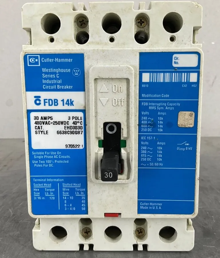 Автоматический выключатель CUTLER HAMMER EHD3030 CIRCUIT BREAKER 30 A 3P 480V