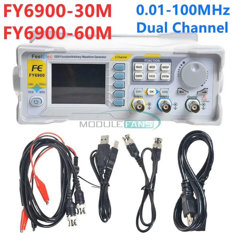 Генератор сигналов FY6900 100MHz Arbitrary Waveform Signal Generator DDS 2Channe