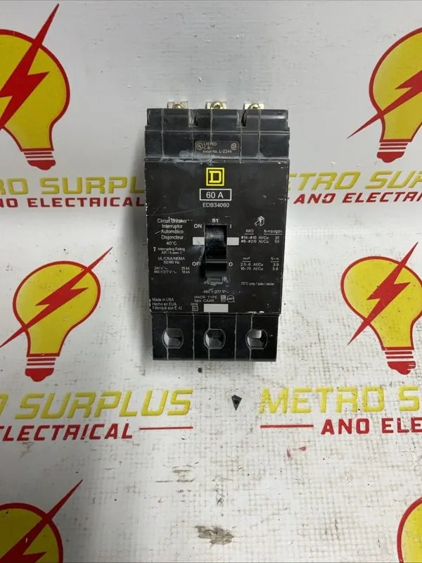 Автоматический выключатель Square D EJB34060 60A 3P 480V Bolt-On Circuit Breaker — фото лота 1