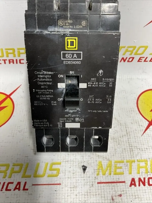 Автоматический выключатель Square D EJB34060 60A 3P 480V Bolt-On Circuit Breaker — фото лота 2