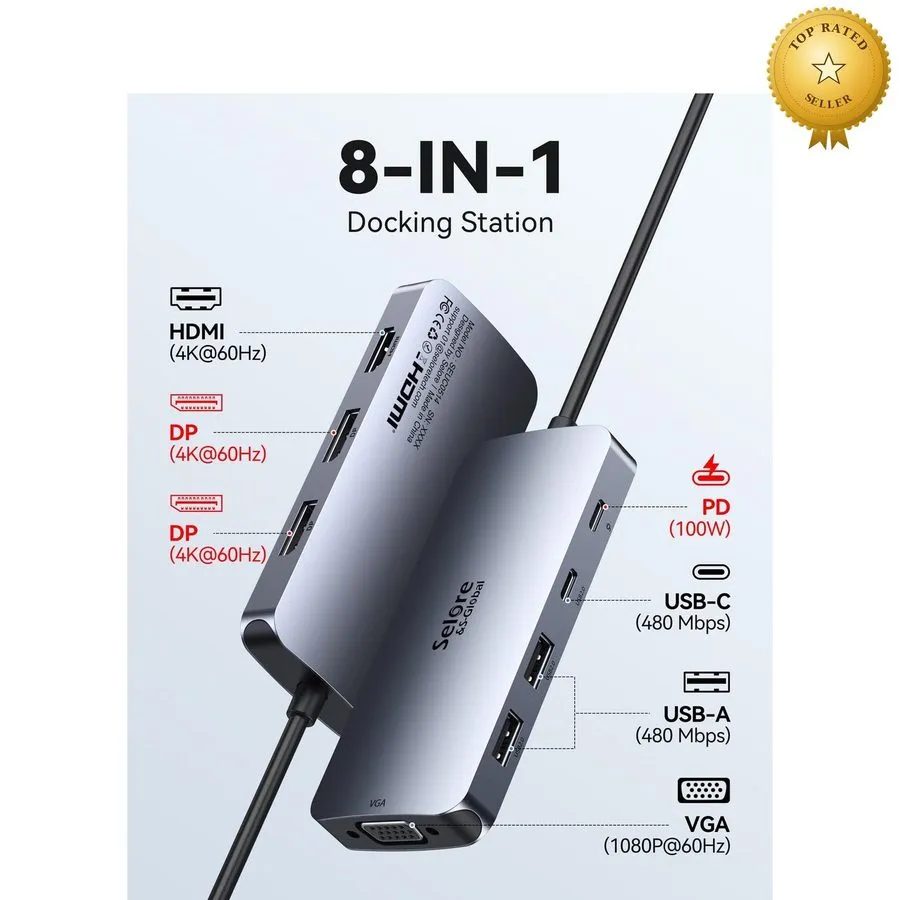 Полиграфическое оборудование StarTech 8-in-1 USB-C Travel Dock, 4K HDMI or VGA, 