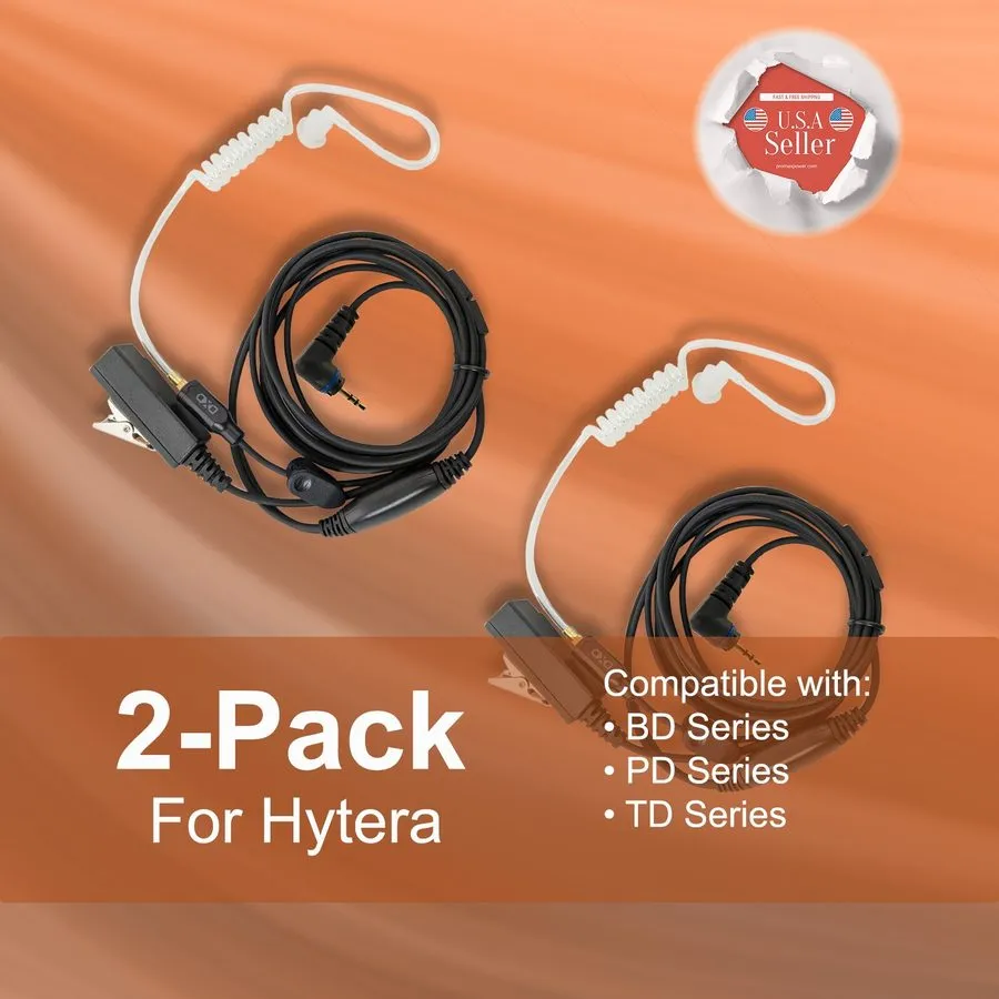 Гарнитура 5x Acoustic (2-Wir) Tube PTT Earpiece для Hytera Radio PD355 PD360 PD3