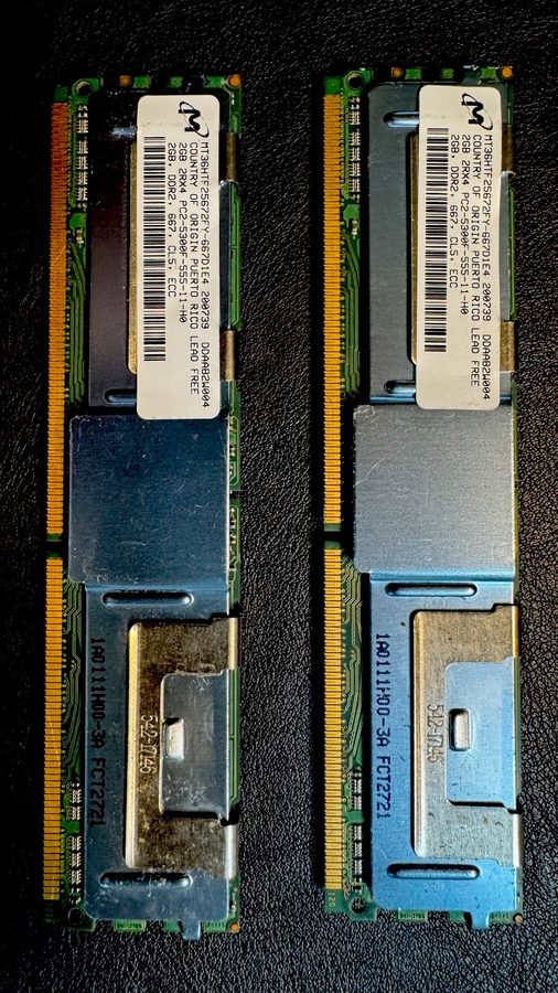 Модуль памяти Micron 4GB 2x2GB PC2-5300F DDR2 ECC Fully Buffered FB-DIMM RAM MT1 — фото лота 1