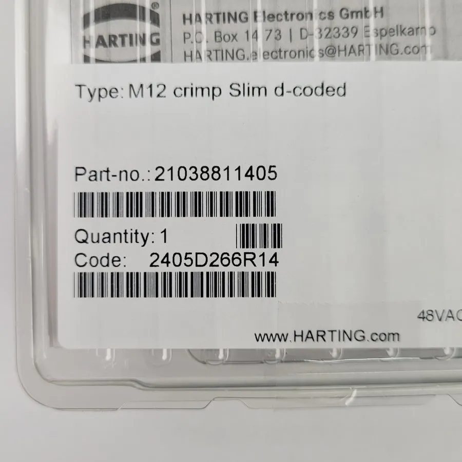 Электронный компонент Harting 21038811405 M12 Crimp Slim Design 4pol D-coded mal