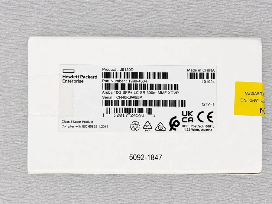 Трансивер HPE ARUBA J9150D 10G SFP+ LC SR 300m OM3 MMF Transceiver Aruba