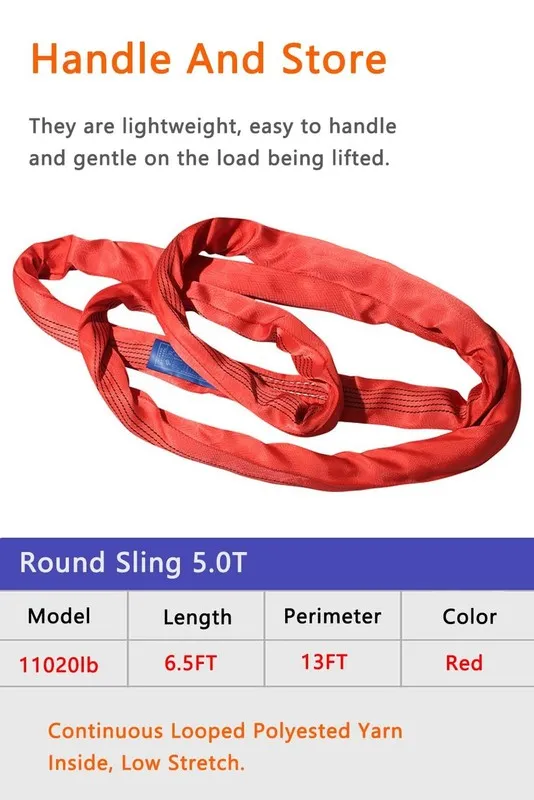 Строп Round Sling 11020lb 6.5FT Sling Strap Rigging Polyester Endless Lift Sling — фото лота 2