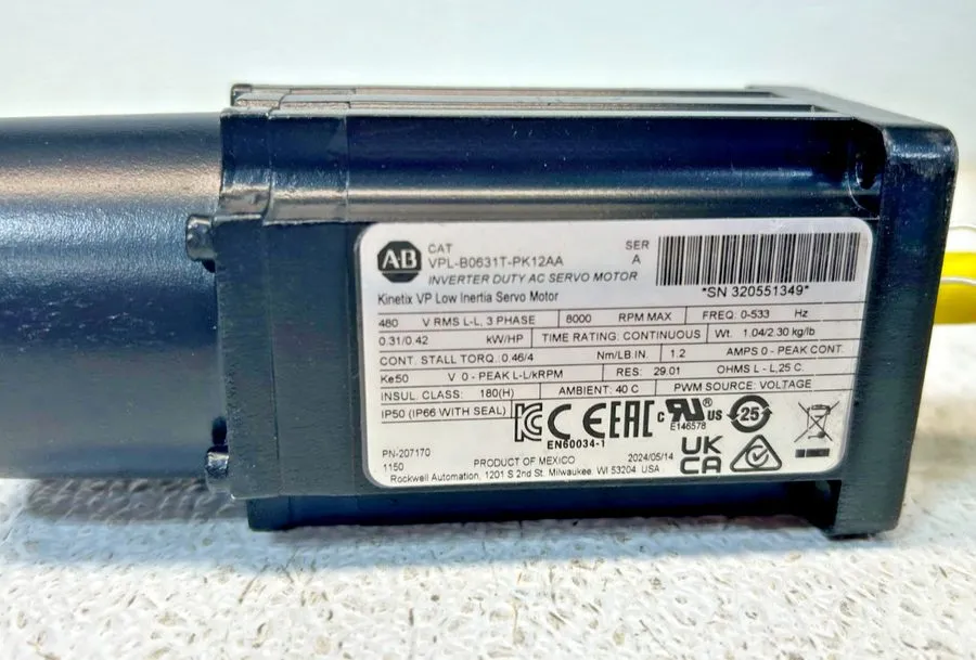 Серводвигатель Allen-Bradley VPL-B0631T-PK12AA Inverter Duty AC Servo Motor SER 