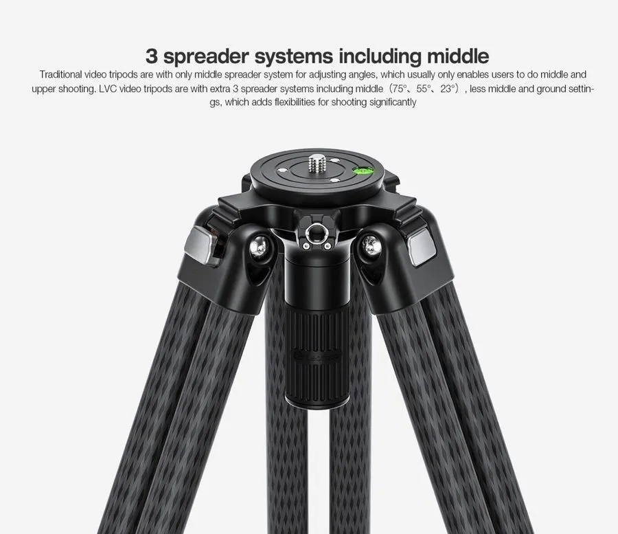 Оборудование видеонаблюдения Leofoto LVC-253C Dual-Tube Video Tripod 75mm Integr — фото лота 2
