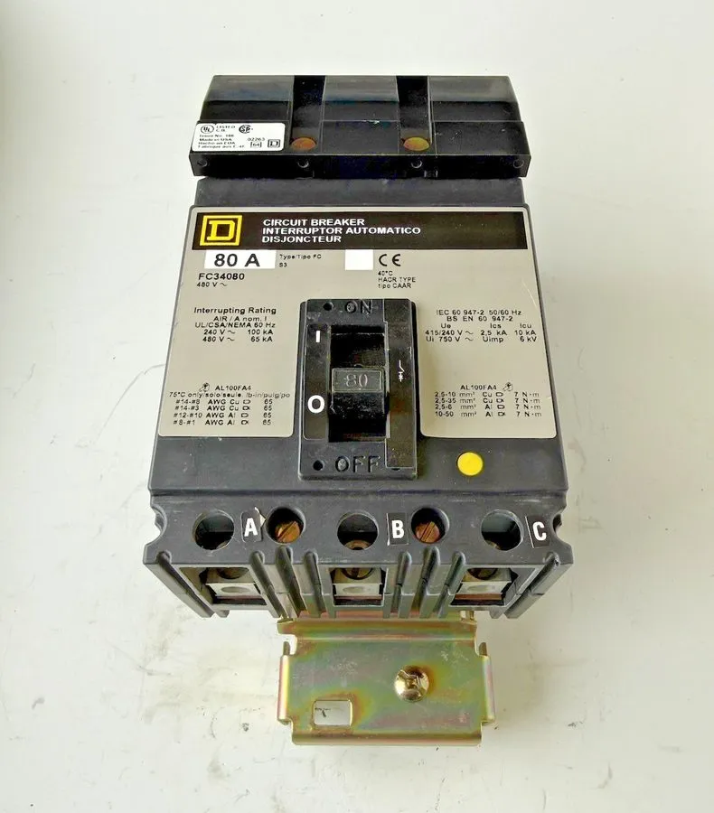 Автоматический выключатель Square D FC34080 80 Amp 3 Pole 480 V Type FC Circuit 