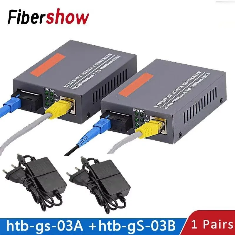 Медиаконвертер HTB-GS-03 Gigabit Fiber Optical Media Converter Single Mode to RJ — фото лота 1